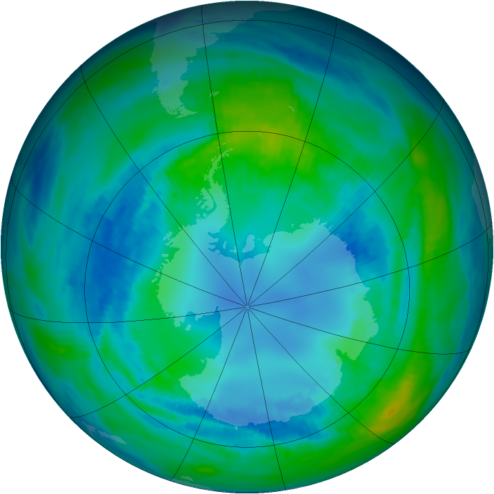 Antarctic ozone map for 24 April 1990